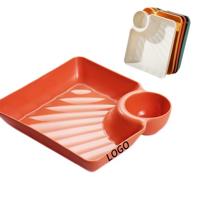 Plastic Snack Tray With Built-In Dip Bowl