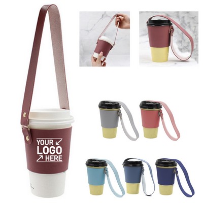 PU Cup Carrier with Shoulder Strap