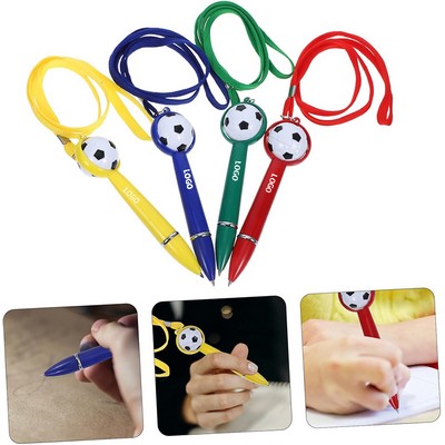 Durable Smooth PP Soccer Ballpoint Pen W/ Lanyard
