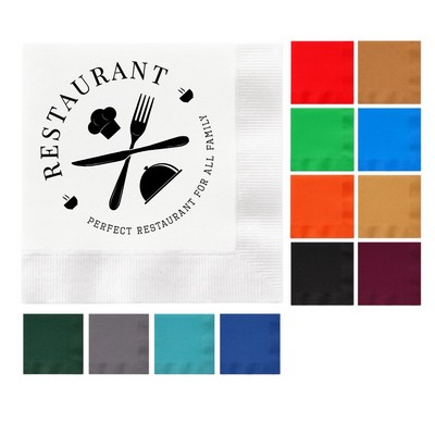 Custom 5" x 5" Cocktail Napkins – 3-Ply White Beverage Napkins with 1 Color Logo Print for Bars, Eve