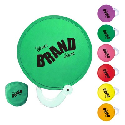 Collapsible Nylon Hand Held Fan in a Pouch