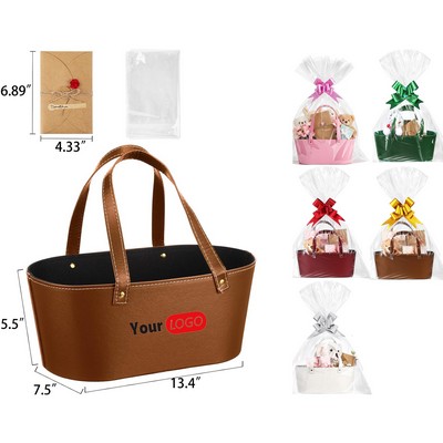 Luxury Faux Leather Gift Basket