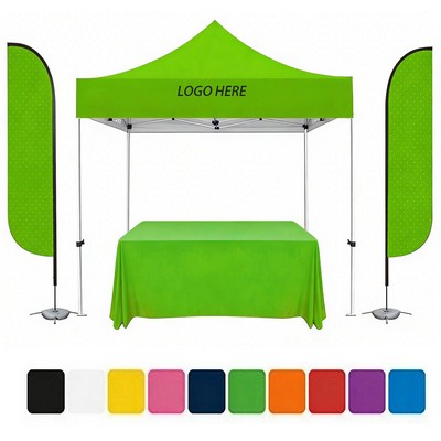 10X10 Deluxe White Steel Frame, Dye Sub Canopy