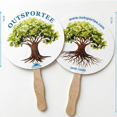 Custom Handheld Paper Fan with Wooden Handle