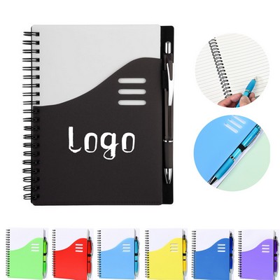 Spiral Notebook With Translucent PP Cover And Pen