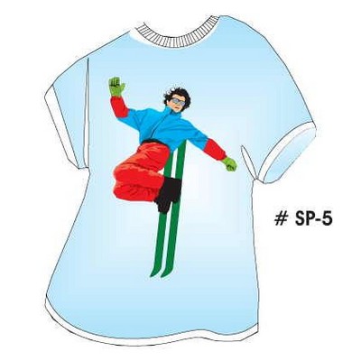 Skier T-Shirt Acrylic Coaster w/Felt Back