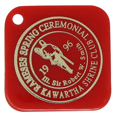 1.5" Square Token / Key Chain with 1 Color Imprint