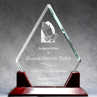 Simplex Clear Crystal Diamond Award with Rosewood Base