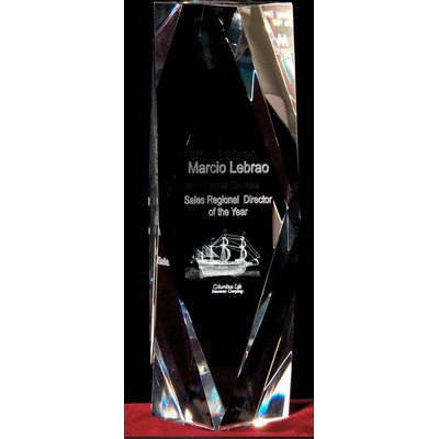 3D Custom Image in Quart Diamond Tower Award w/3D Logo Text (10")