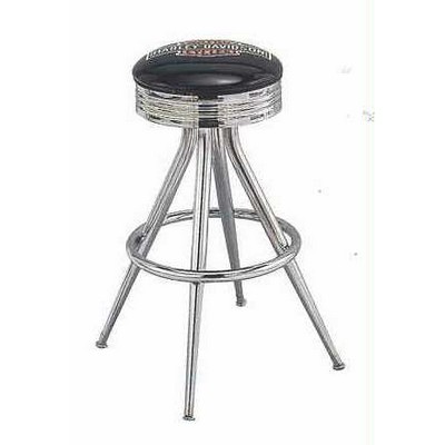 Chrome Ring Bar Stool w/Welded Frame- Seat Logo