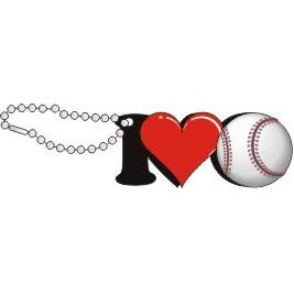 I Love Baseball Promotional Key Chain w/ Black Back (2 Square Inch)