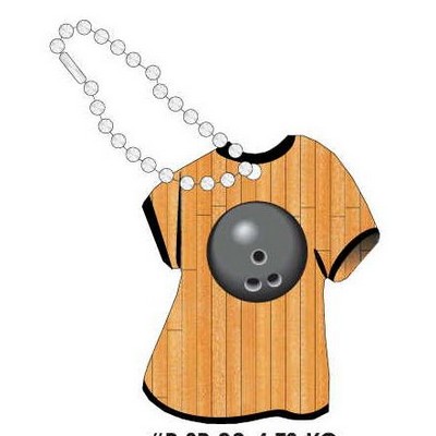 Gray Bowling Ball Promotional T-Shirt Key Chain w/ Black Back (4 Square Inch)