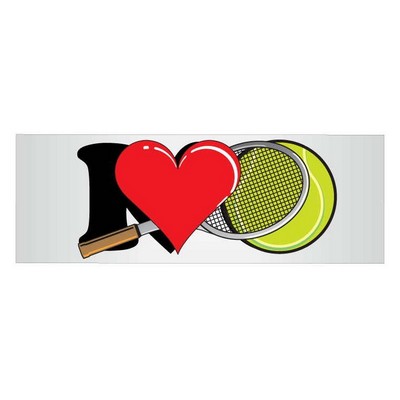 I Love Tennis w/ Racket Panoramic Metal Photo Magnet (1 5/8"x4 5/8")