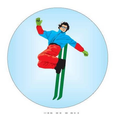 Skier Metal Round Photo Magnet (2 1/2" Diameter)