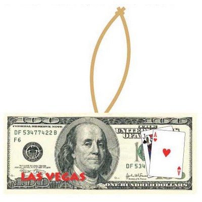 LV Blackjack $100 Bill Ornament w/ Clear Mirrored Back (6 Square Inch)