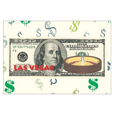 Vegas Roulette Table On $100 Bill Rectangle Metal Photo Magnet (2"x3")