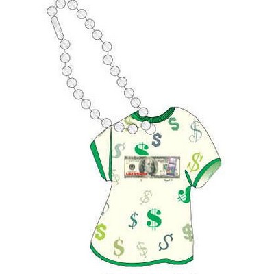 Vegas Slot Machine on $100 Bill T-Shirt Key Chain w/ Black Back (4 Square Inch)