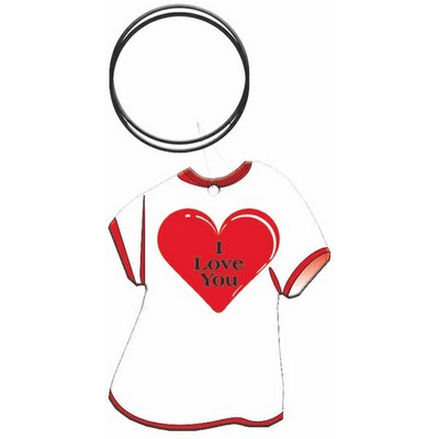 Heart T-Shirt Key Chain w/Clear Mirrored Back (4 Square Inch)