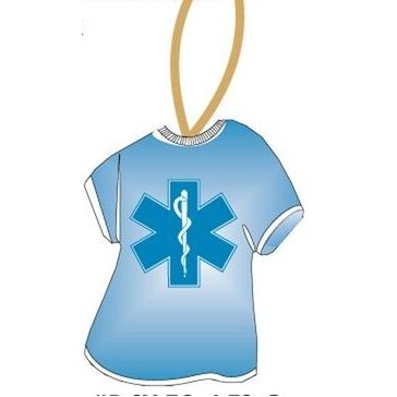 Caduceus Cross T Shirt Promotional Ornament w/ Black Back (4 Square Inch)