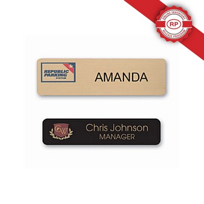 Custom Size Executive Oxidized Brass Badge with Screened Logo (1-5 Square Inches)