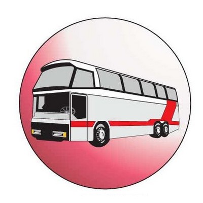 Commercial Bus Round Metal Photo Magnet (2 1/2")