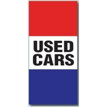 18 Oz. Reinforced Vinyl 2 Sided Message Stack Flag - Used Cars (3'x8')