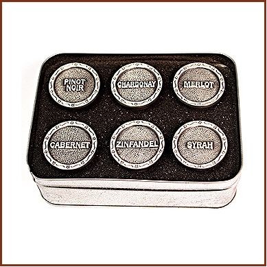 Flat Top Pewter Bottle Stopper (Set of 6) In Tin