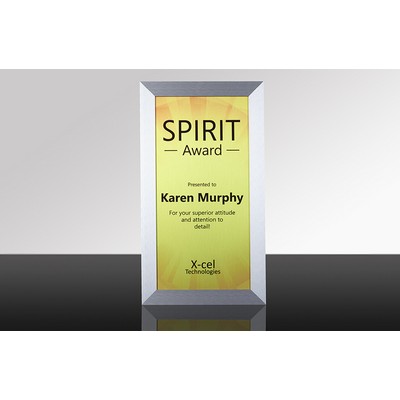 LUSTER: Framed Metal Wall Award w/Silver Metal Frame