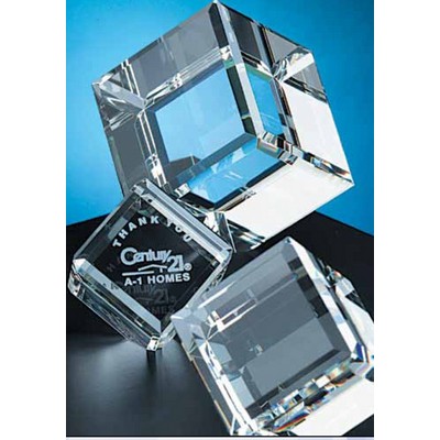 Crystal Standing Beveled Cube Award (3" x 3")