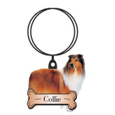 Collie Dog Keychain w/Mirrored Back (10 Square Inch)