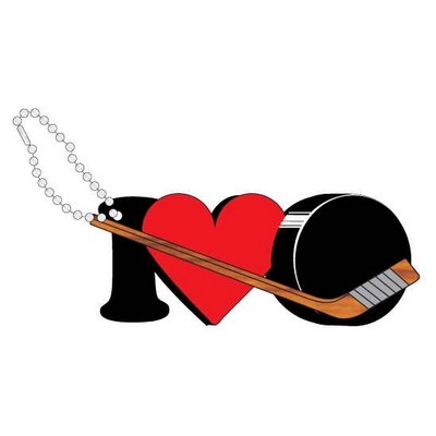 I Love Hockey Promotional Key Chain w/ Black Back (10 Square Inch)