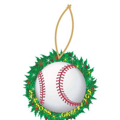 Baseball Promotional Wreath Ornament w/ Black Back (2 Square Inch)
