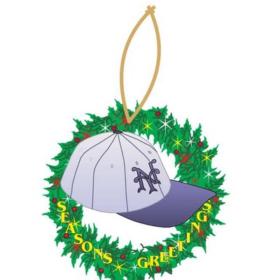 Baseball Cap Wreath Ornament w/ Black Back (3 Square Inch)