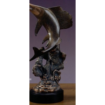 Gray Swordfish Trophy w/Coral & Round Base (11"x18.5")