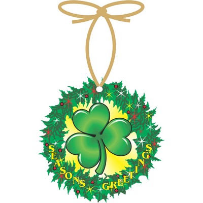 Shamrock Promotional Wreath Ornament w/ Black Back (3 Square Inch)