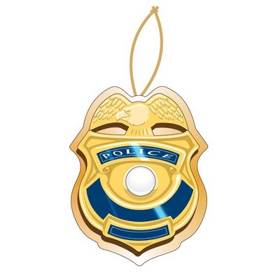 Police Badge Executive Ornament w/ Mirrored Back (3 Square Inch)