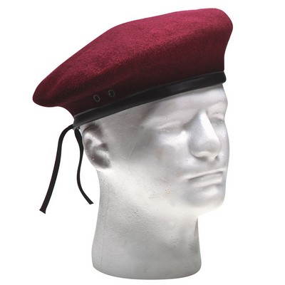 Maroon GI Style Beret Cap with Cotton Liner