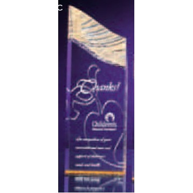Carved Acrylic Tower Award w/Gold Highlights (8 3/4")