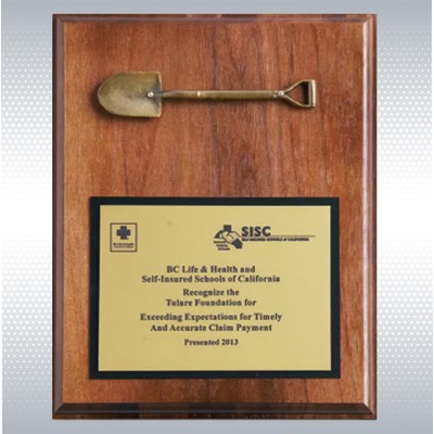 Walnut Wood Plaque w/ Shovel (8" X 10")