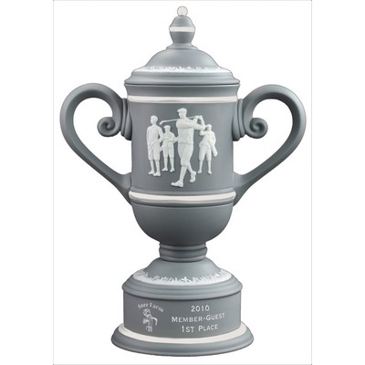 Men's Vintage Gray/Ivory White Ceramic Golf Cup Trophy