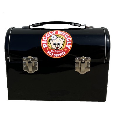 Black Domed Lunch Box - 4 Color Laminated Vinyl Label on Lid and/or Base - imprint extra