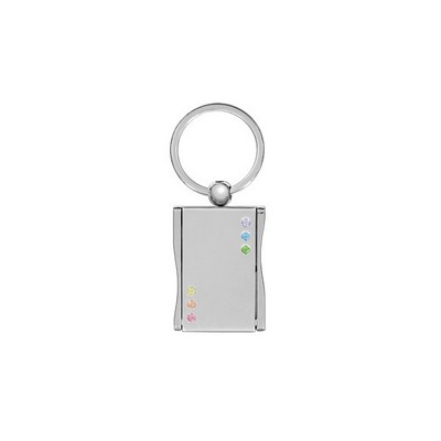 Flip Open Mirror & Picture Frame Keychain with Multi-Color Crystals (Domestic Production)
