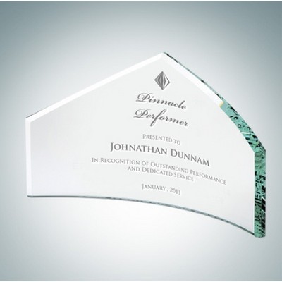 7" Beveled Peak Jade Glass Award Plaque