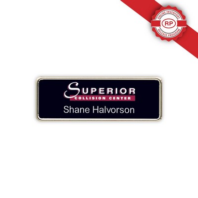 Metal Framed Badge (1"X3") (Screened & Engraved)