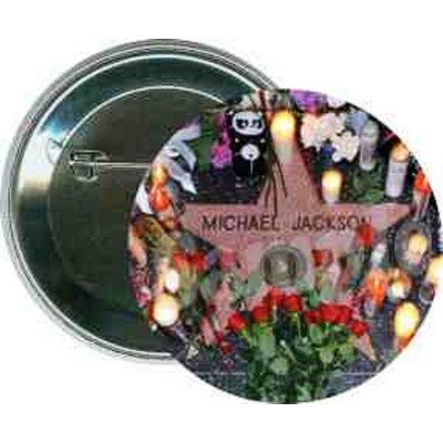 Music - MJ, Hollywood Star w/Flowers - 2 1/4'' Round Button