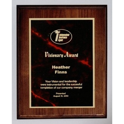 Walnut Plaque w/Red Marbleized Plate (9" x 12")