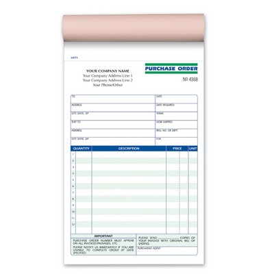Ruled 3 Part Purchase Order Form Book - 5½"x 8"