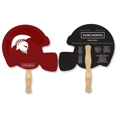 Football Helmet Shape Full Color Two Sided Single Paper Hand Fan