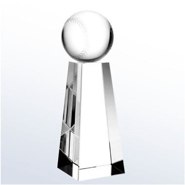 Optical Crystal Champion Baseball Trophy - Large