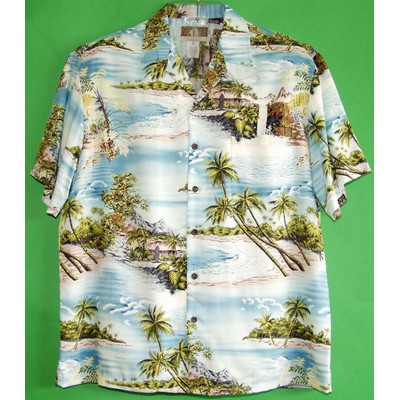 Hawaiian Shirt (DEEP INVENTORY) - 100% Silky Rayon Tropical Print w/ Genuine Coconut Buttons (S-3XL)